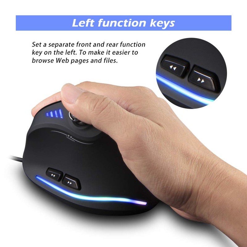 RGB Wired Gaming Mouse with Joystick Programmable Buttons 10000CPI Adjustable