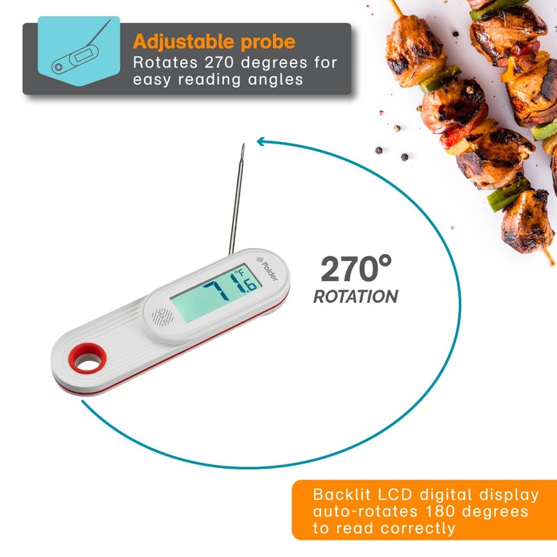 Polder Waterproof Instant Read Thermometer, Meat Thermometer for Cooking, Food