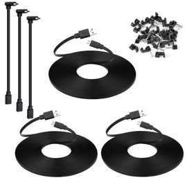 Smays 3-Pack 10 ft Micro USB Extension Cable Compatible with Wyze Cam v4, Wyze Cam Pan v3, Yi Cam, Nest Cam, Blink Mini Security Camera, Long Flat Power Cord, Black