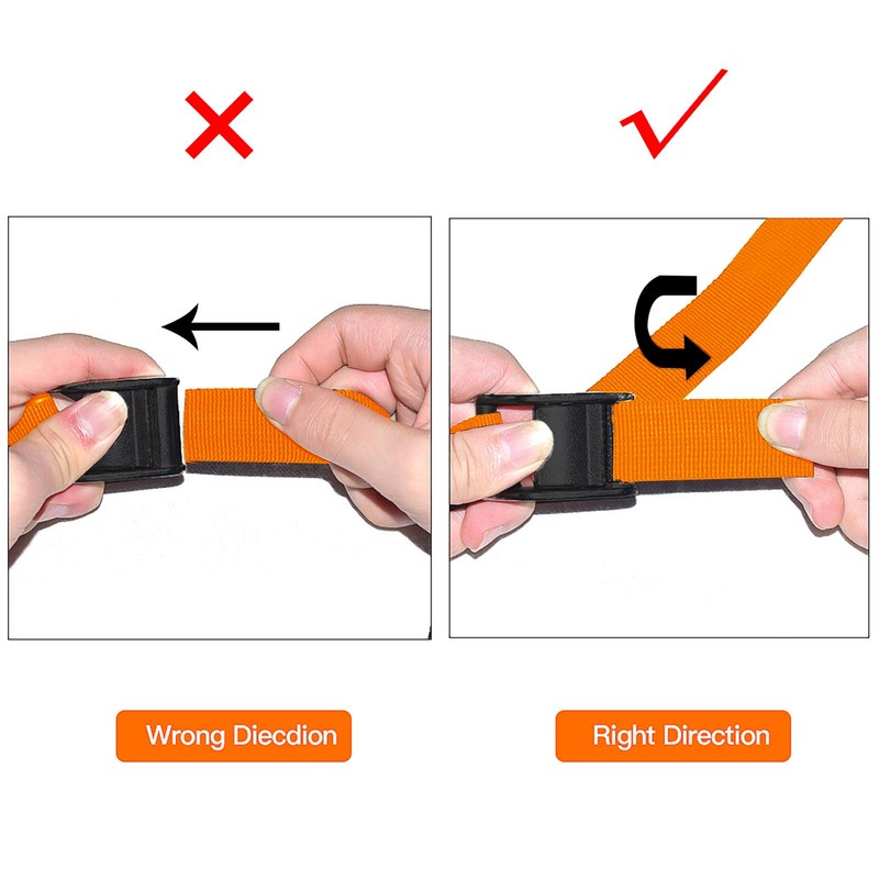 Lashing Strap Short Orange 1" x 6.5 ft, Cam Buckle