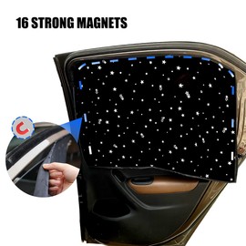 ZATOOTO Car Sun Shades Magnetic- Car Curtain for Baby/Kids, Car Window Privacy Blackout, Black(2 PCS)