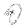 AINFQY Chakra Cross Ring 925 Sterling Silver Faith Adjustable Open