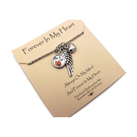 Loss of Parents Memorial Jewelry Cardinal Angel Wing Sympathy Necklace - 'A Piece of My Heart is in Heaven' Pendant, In Memory of Mom or Dad