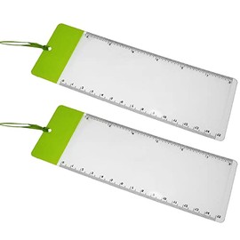 SQXBK Magnifier Bookmark 2PCS Green Magnifying Fresnel Lens Bookmarks with 6Inch Ruler