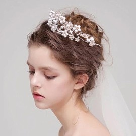 Elegant Tiara Crown for Women, Crystal Rhinestone Headband Hair Accessories Princess Tiara Wedding Bridal Cubic Zirconia Headpiece for Proms Pageants Party (Silver Flower)