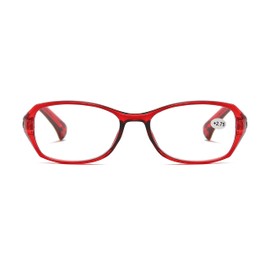 B&Q 4 Pairs Womens Oval Frame Blue Light Blocking Reading Glasses Classic Style Readers (1903 Red x4, 3, multiplier_x)
