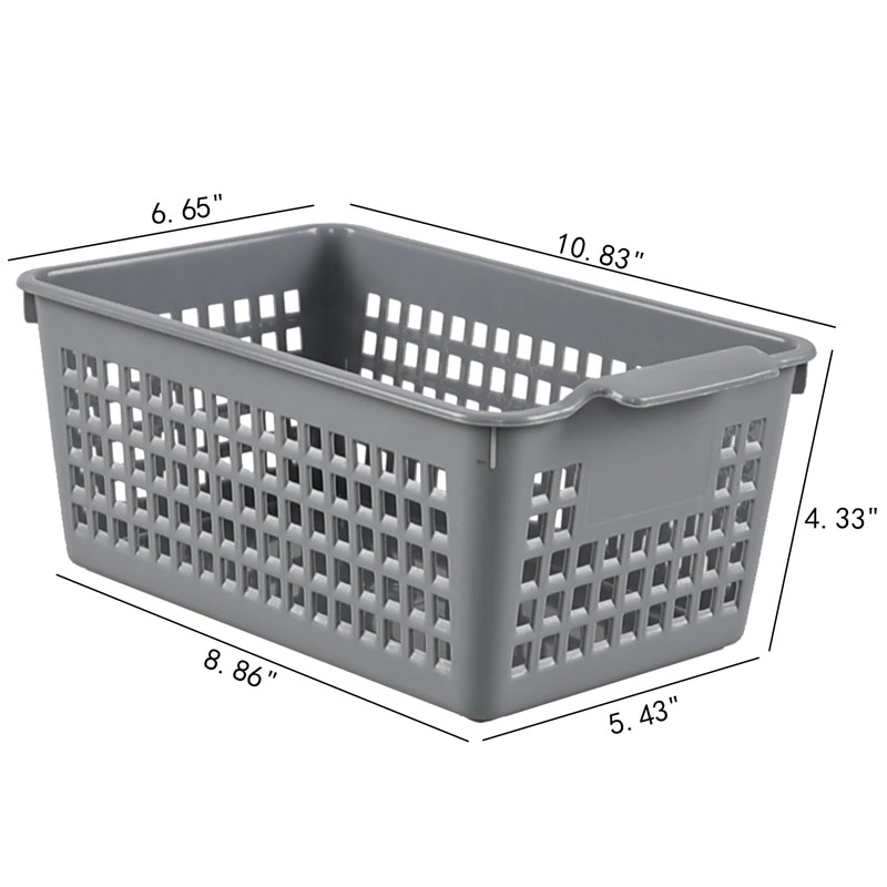 Jnktka 6 Packs Plastic Small Storage Basket, Grey Storage Basket