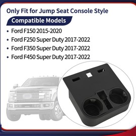 Center Console Floor Cup Holder Tray HC3Z-2813562-AB Compatible with Ford F150 2015-2020 / F250 F350 F450 Super Duty 2017-2022 Jump Seat Extra Cup Holder