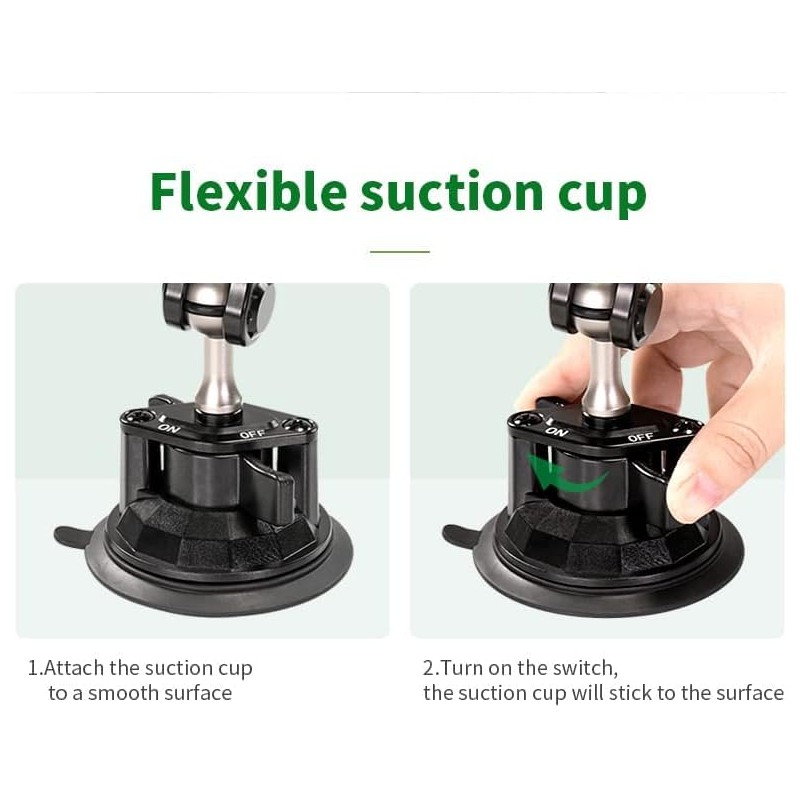 Photoys Vaccum Suction Cup Car Mount,Aluminum Alloy Magic Arm 360-Degree