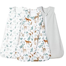 david's kids 3 Pack Micro Fleece Baby Sleep Sack 0-6 Months, Soft Baby Wearable Blankets with 2-Way Zipper, Comfy Sleeping Bags for Infant Newborn Boys Girls Neutral, Small Size, Animal Forest