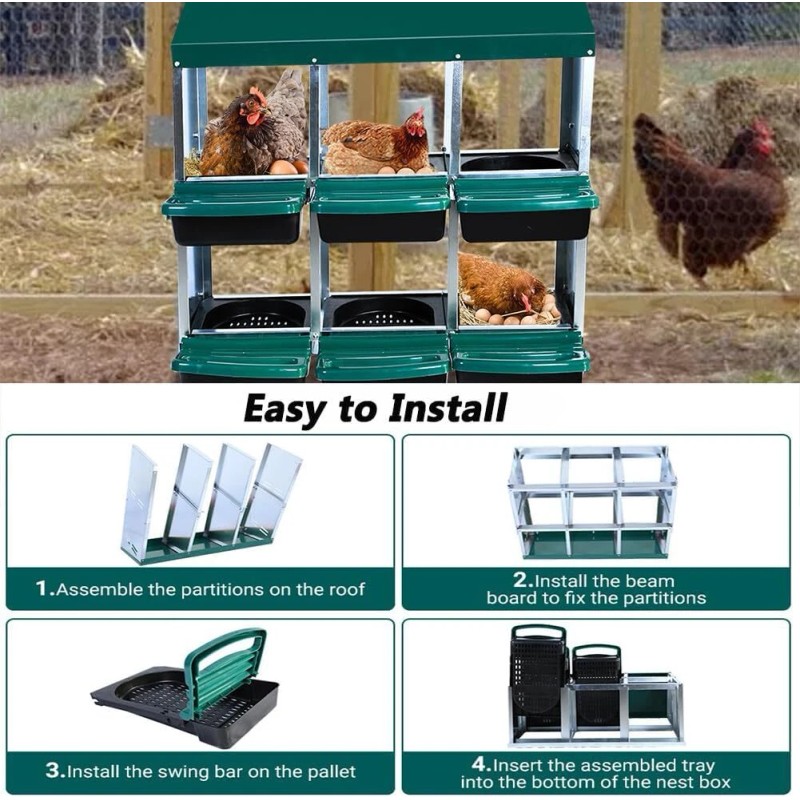 6 Hole Chicken Nesting Box Chicken Laying Box Tray for
