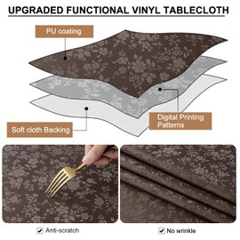 Smiry Round Table Cloth, Waterproof Heavy Duty Vinyl Tablecloths, Wipeable Washable Table Cover for Kitchen and Dining Room (Coffee, 60" x 60")
