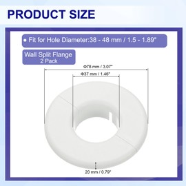 PATIKIL Wall Split Flange 1.5" (37mm), 2 Pcs Round Detachable Escutcheon Plate Buckles Water Pipe Cover for Kitchen Bathroom Air Conditioner Arm Pipe Faucet Decoration, White