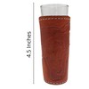 Needzo Brown Leather Shot Glass Holder with Decorative Bottom, Carved
