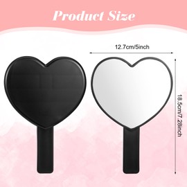 Bremorou Heart Shaped Hand Mirror Cosmetic with Handle Portable Heart Mirror Handheld for Women Cute Handheld Mirrors Mini Cosmetic Mirror for Travel and Makeup (Black)