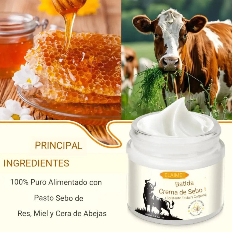 Crema Sebo De Res + Cera Abeja Piel Seca Madura
