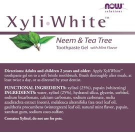 NOW Solutions, Xyliwhite™ Toothpaste Gel, Neem and Tea Tree, Cleanses and Whitens, Clean and Fresh Taste, 6.4-Ounce