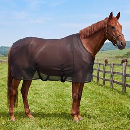 Hsei Horse Fly Sheet Black Mesh Breathable UV Protection Summer Horses Sheet Size 70 Adjustable Fly Protection for Pasture Stable Lightweight Horse Blanket Durable Easy Fit Design