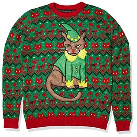 Blizzard Bay Men's Elf Cat Sweater, Green, Large