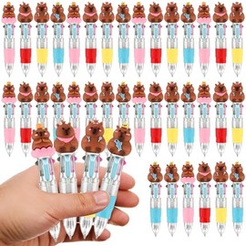 Bolígrafo Multicolor, 40 Piezas de Bolígrafos Multicolor 4 en 1, Bonitos Bolígrafos para Niños, Rotuladores Multicolores Capybara, regalo para cumplea
