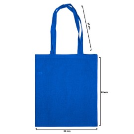 IMFAA Plain Tote Medium(40x36+60) Cm 100% Cotton Canvas Reusable Shoulder/Hand Tote Shopping Bags. (Pack-10, Blue)