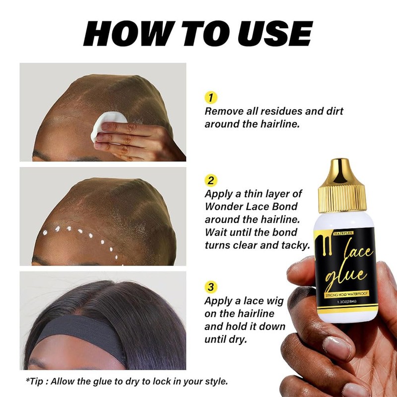 Invisible Wig Bonding Adhesive, Lace Glue for Wigs(1.3oz)