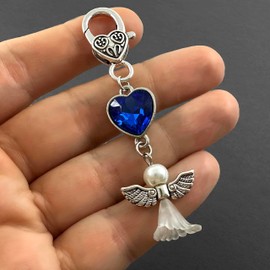 MemoriPix Something Blue Bouquet Charm for Bride on Wedding Guardian Angel Charm and Blue Heart for Bridal Flowers