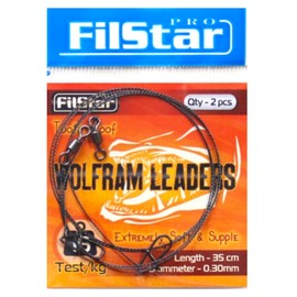 PRO FILSTAR Tungsten Leader Pike Set 2 x 2 Pieces - Fishing Leaders with Swivels - Spin Fishing - Fishing Leaders Sport Set - Fishing Set - Fishing Accessories - Spin Fishing (35 cm/15 kg/0.3 mm)