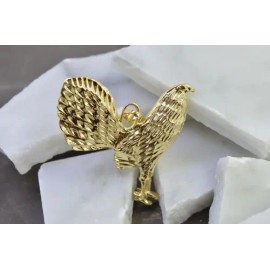 Hermoso Dije Gallo Grande. Chapa De Oro 18k. Sin Cadena Color Dorado
