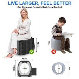 Carry360 Portable Camping Toilet for Adults, Foldable Travel Potty with Lid & Paper Holder, Compact Lightweight Design for Car/RV/Hiking/Beach, Leak-Proof Toilet, 450lbs Capacity & Carry Bag