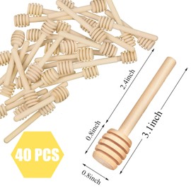 40pcs Wooden Honey Dipper Sticks,3 Inch Honey Dip Sticks Honey Spoons for Honey Serving Food Grade Natural Wooden Dipper Perfect for Weddings Parties Gifts and Home Use