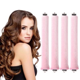 4 Stück Haare Locken Ohne Hitze, Haarwickler über Nacht für Lange Haare, Hitzefreie Lockenwickler über Nacht mit Haken, Hitzefreie Lockenwickler für Alle Haartypen, Overnight Blowout Locken Ohne Hitze