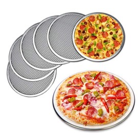 6 Packs Aluminum Alloy Pizza Pan with Holes, 7 Inch Commercial Grade Pizza/Baking Screen for Oven Round Pizza Crisper Tray Pizza Baking Tray for Home Restaurant, Seamless (7-Inch, Pack of 6)