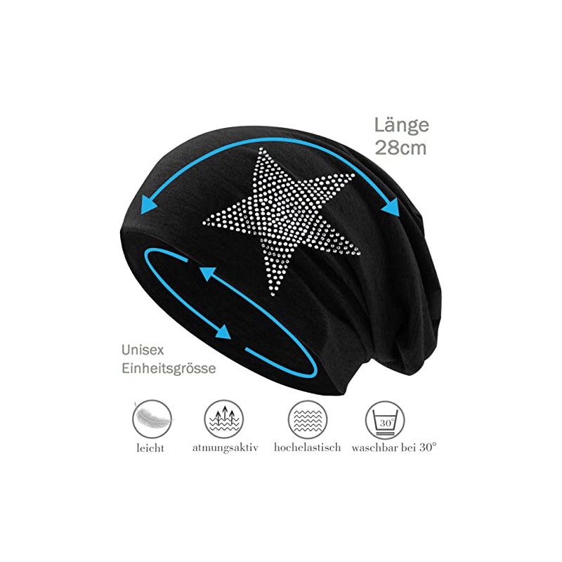 Hatstar Rhinestone Star Women's Beanie Hat, Elastic Slouch Long Beanie