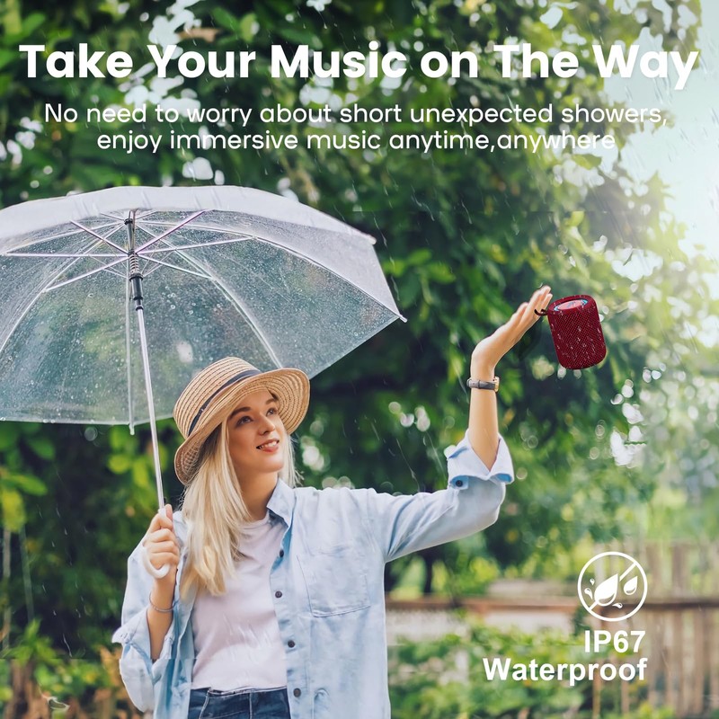 Deeyaple Portable Bluetooth Speaker, IP67 Waterproof Mini Bluetooth Speaker Wireless