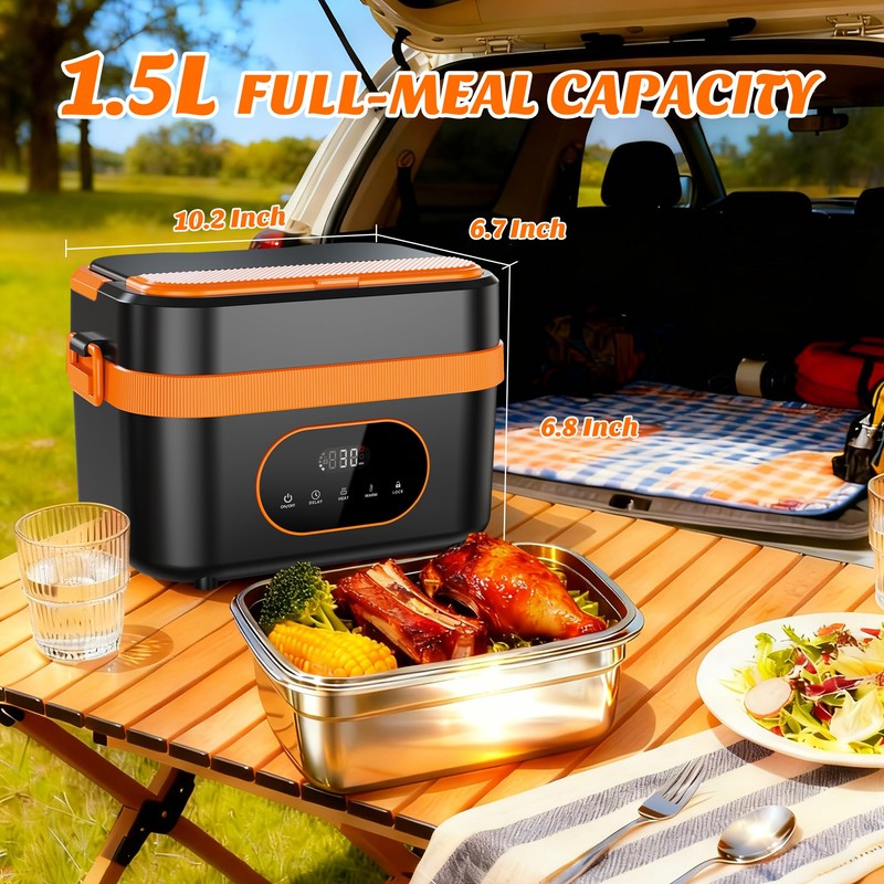 JEEJIA Cordless Heated Lunch Box, 6-Cup Capacity 1.5L 360° Rapid