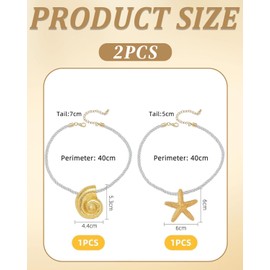 BNREOZA 2 Pieces Ocean Element Necklace, Starfish Shell Necklace, Creative Necklace, Braided Rope Pendant Necklace, Fashion Necklace, Clothing Accessories, Boho, Beach, Summer