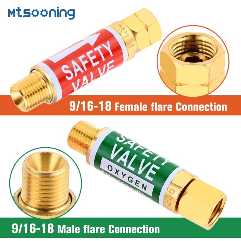 Mtsooning Oxygen Acetylene Flashback Arrestors Set 4PCS Torch End Standard