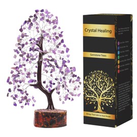 YUVDIPR Purple Amethyst Crystal Tree Crystals Healing Stones Reiki Natural Crystals - Tree of Life Spiritual Meditation Energy Tree Purple Room Office Desk Decor Gifts for Women Mom