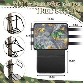 Tree Stand Seat Replacement with Storage Pocket 16.5*13inch Universal Replacement Treestand Seat with Adjustable Strap Lightweight Portable Hunting Ladder Stand Accessories Fit Most Ladder Stand