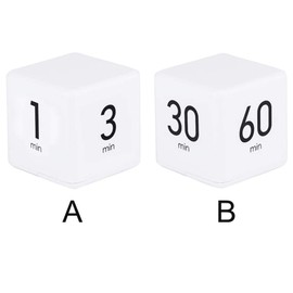 Cube Timer - 5, 15, 30 & 60 Min for Time Management (White) Kitchen & Workout Timer with Adjusted Volume