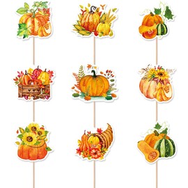 27PCS Thanksgiving Pumpkin Cupcake Picks