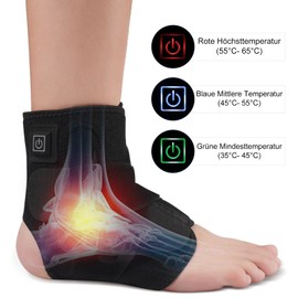 Heated Ankle Bandage Left Right Ankle Brace Adjustable Foot Bandage Ankle for Swelling Inflammation Joint Pain Recovery 3 Levels Adjustable