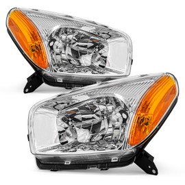 ADCARLIGHTS Headlight Assembly Compatible with 2001-2003 TOYOTA RAV4 (Non-Sport Models) Headlamp with Chrome Housing Amber Reflector Driver and Passenger Side