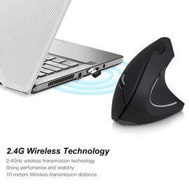 cigemay Wireless Ergonomic Mouse, 2.4GHZ Comfortable Grip Vertical Wireless Optical Mouse, Avoid Carpal Tunnel Syndrome, for Notebook and Desktop Computers