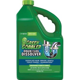 Green Gobbler Drain Clog Remover | Toilet Clog Remover | Dissolve Hair & Organic Materials from Clogged Toilets, Sinks and Drains | Drain Cleaner and Opener, 128 oz