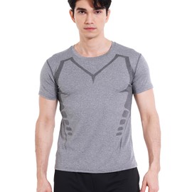 TEEPIRE 2 Pack Workout Shirts for Men, Quick Dry Athletic Gym Active T Shirt for Running, Breathable Outdoor Training Shirts Grey