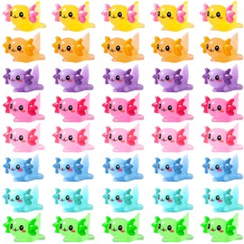 IETWATE Pack of 40 Mini Axolotl, Cartoon Cute Mini Figures, Miniature Axolotl Figures, Mini Resin Duck Axolotl, for Aquarium, DIY Crafts, Garden, Landscape, Dollhouse Decorations (Plain)