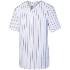 Augusta Sportswear Boys' Pinstripe Full Button Baseball Jersey M White/Navy
