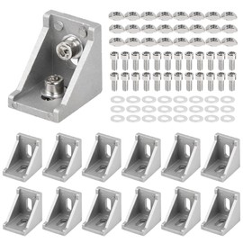 BATINO Pack of 12 Aluminium Profile Angle 30 x 30, Mounting Material Angle Connector, Corner Connector, Wall Bracket, 90 Degree Angle Grid for 3030 Strut Profile, 3D Printer, CNC Router, DIY Projects